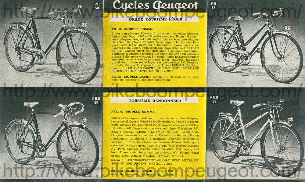 50's Cycles Peugeot PC40 Modele Tourisme Peugeot 1952 France Brochures